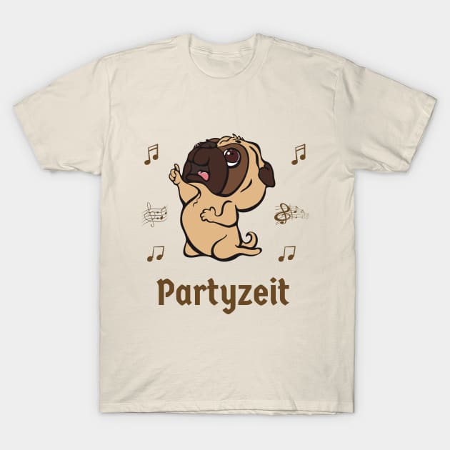 Pug Mops Deutsch German Party Time Partyzeit T-Shirt by Time4German